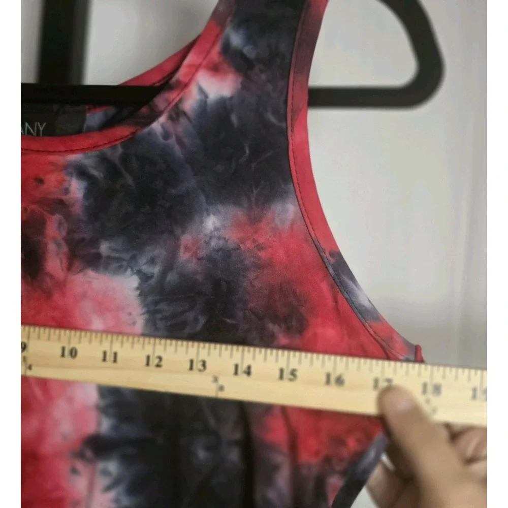 Say Anything Women's‎ L Tie Dye Crop Tank & Maxi Skirt Set Red Black Stretch USA